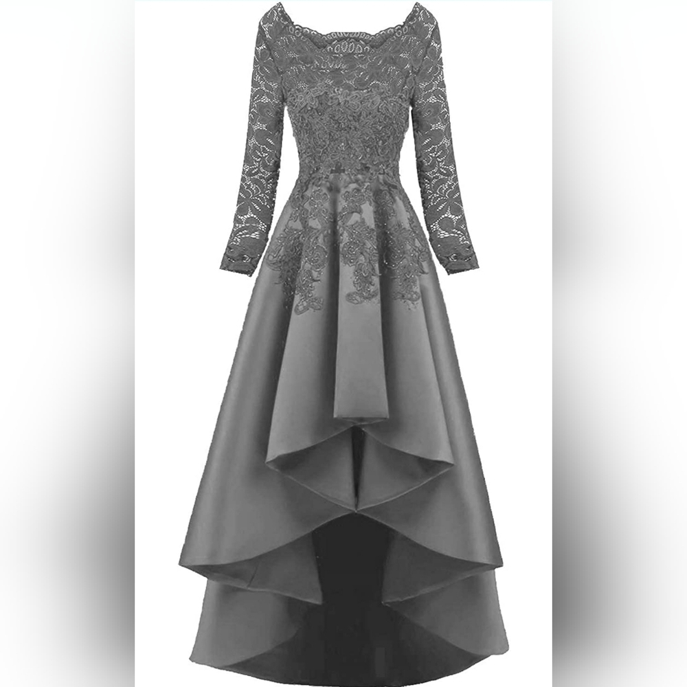 Scarisee Womens Long Sleeves Beaded High Low Evening Prom Party Dress